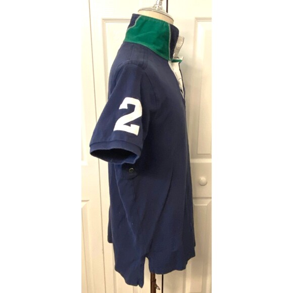 Vtg POLO RALPH LAUREN Cotton Polo Shirt Men's XL Navy BIG PONY Red Custom Fit - Picture 3 of 16